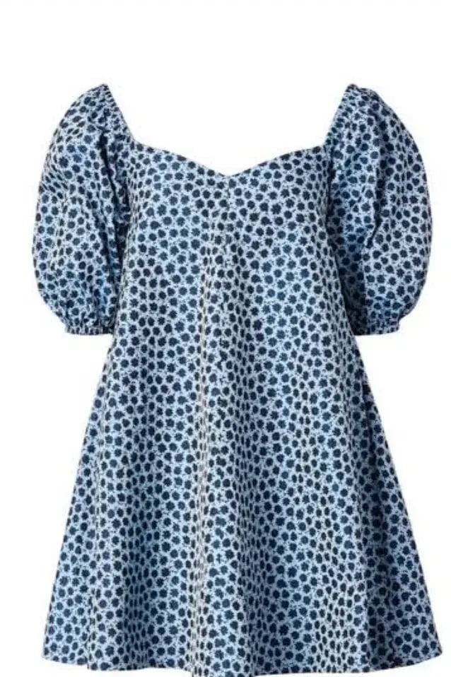 Scanlan Theodore Floral Trapeze Mini Dress Blue Size 6 photo 4
