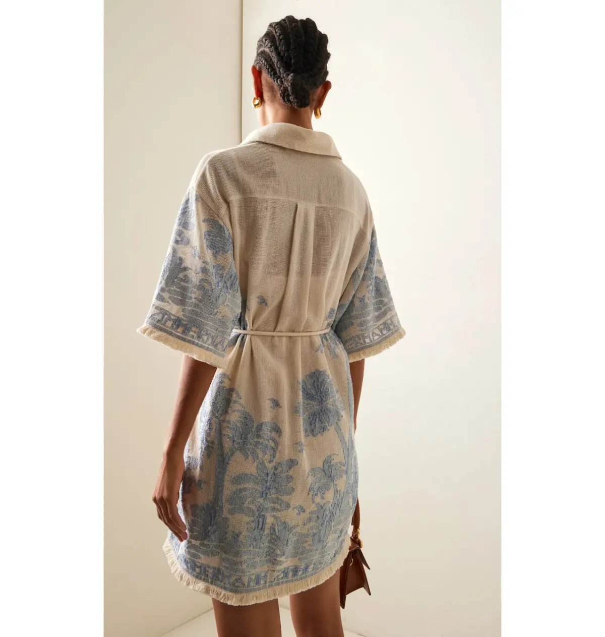 Zimmermann Ottie Palm Mini Dress in Cream/Blue Size 0 / AU 8 photo 2