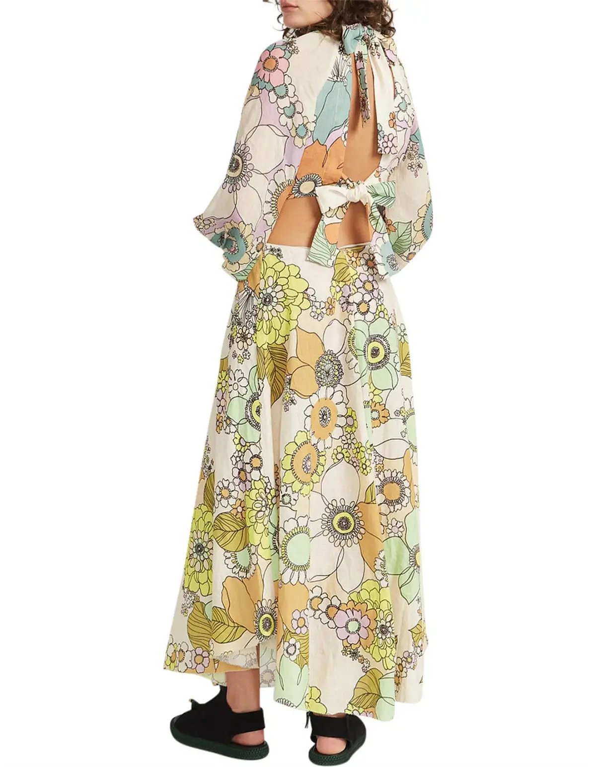 Alemais Farrah Cut Out Midi Dress Print Size 10 photo 5