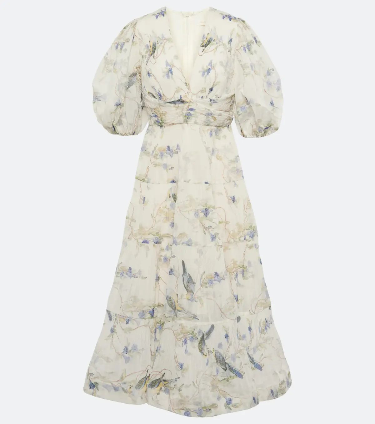 Zimmermann Pleated Midi Dress Blue Birds Size 3 / AU 14 photo 4