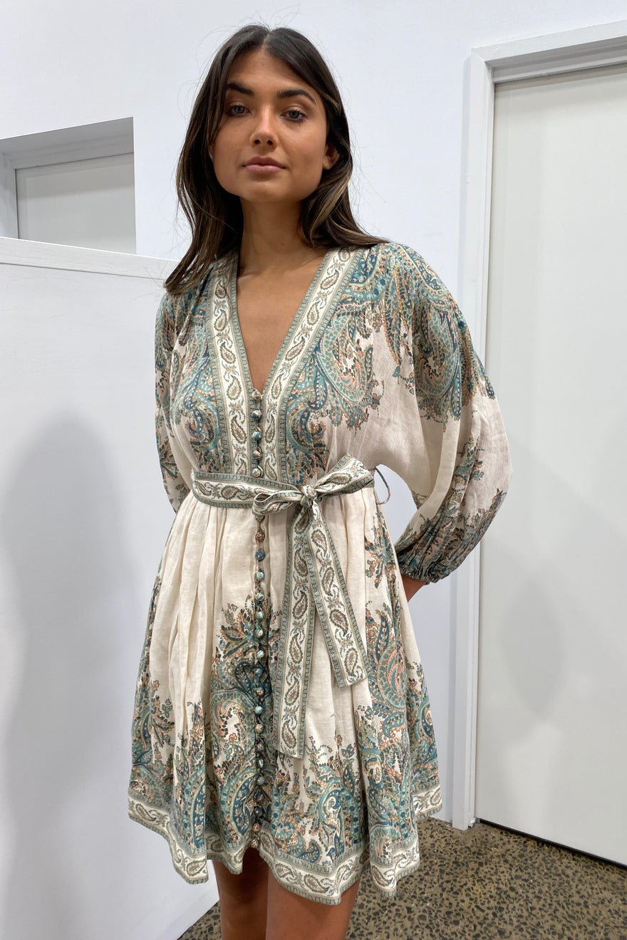 Zimmermann Brighton Paisley Mini Dress - Turquoise photo 4