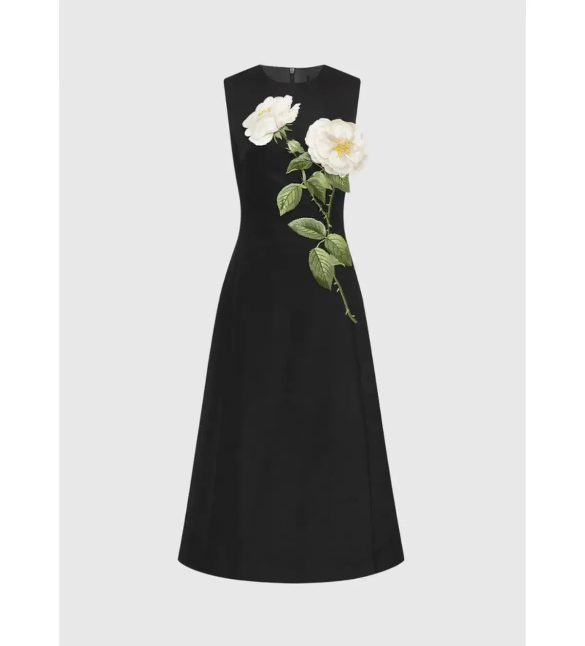 Leo Lin Cleo Embellished Sleeveless Midi Dress White Rose Print Size AU 14 photo 5