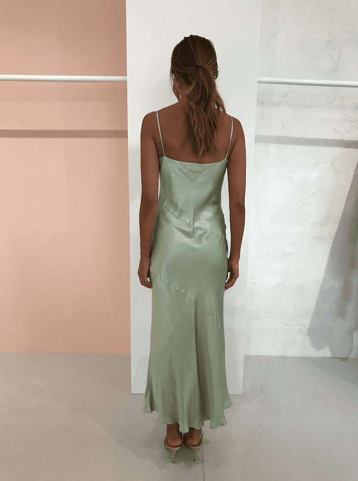 bec & bridge crest midi slip dress in peppermint photo 2