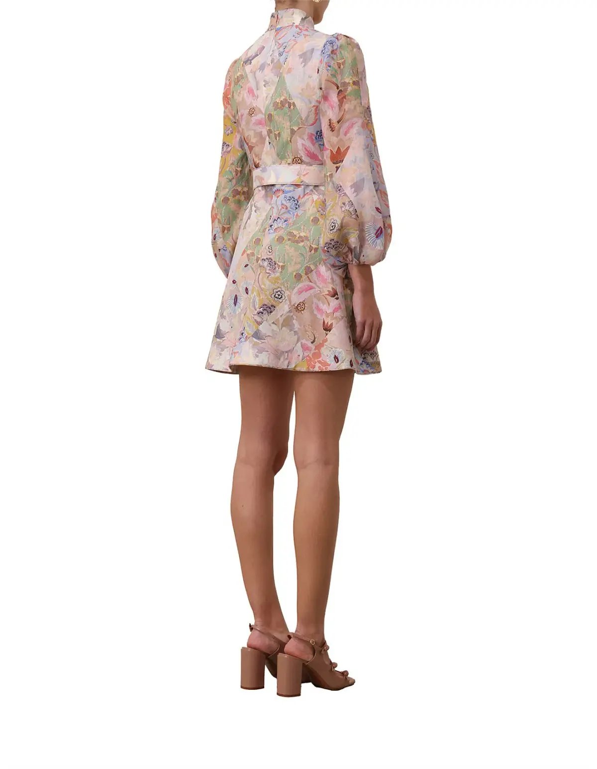 Zimmermann Illustration Belted Mini Dress in Multi Floral Diamond Size 1 / AU 10 photo 2