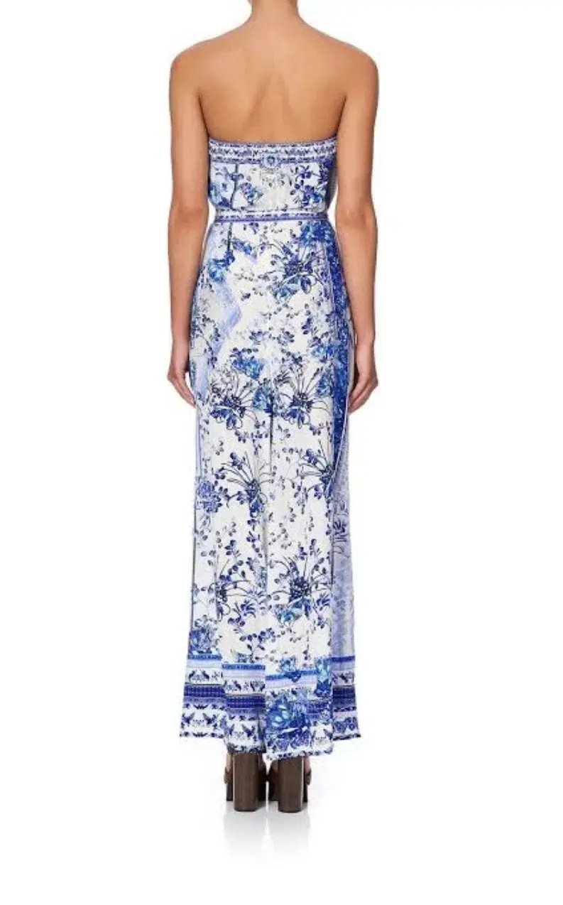 Camilla Strapless Jumpsuit With D Ring Belt in Cards From The Coast Print Size XS / Au 8 photo 3