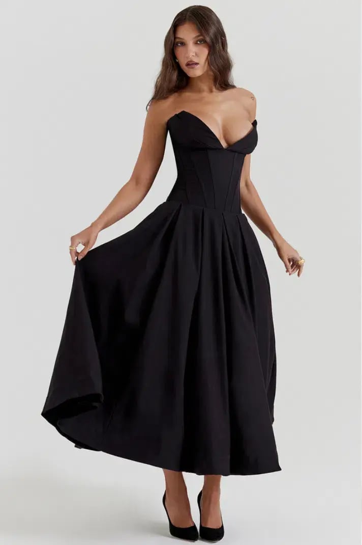 House of CB Lady Black Strapless Midi Dress Black Size S / AU 6 photo 2