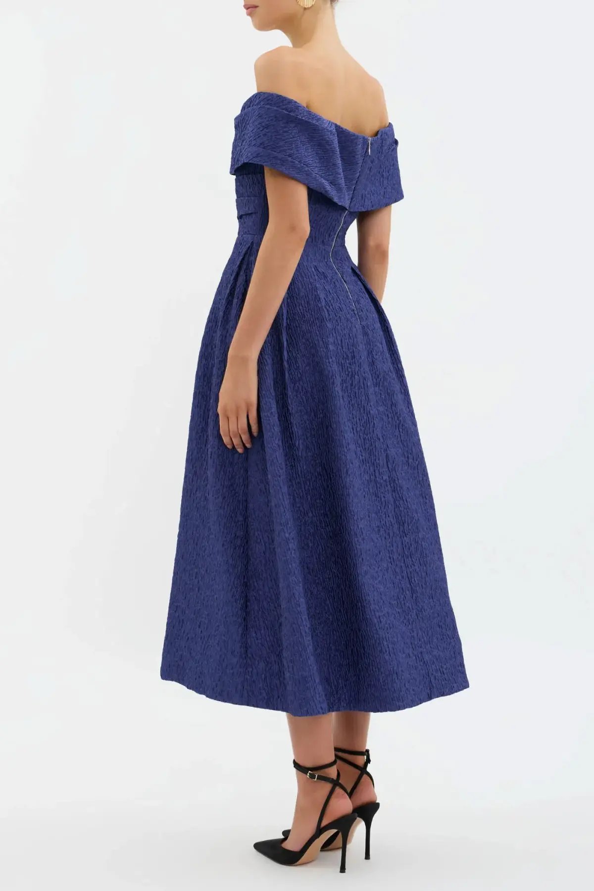 Rebecca Vallance Helene Off Shoulder Midi Dress Blue Size 10 photo 2