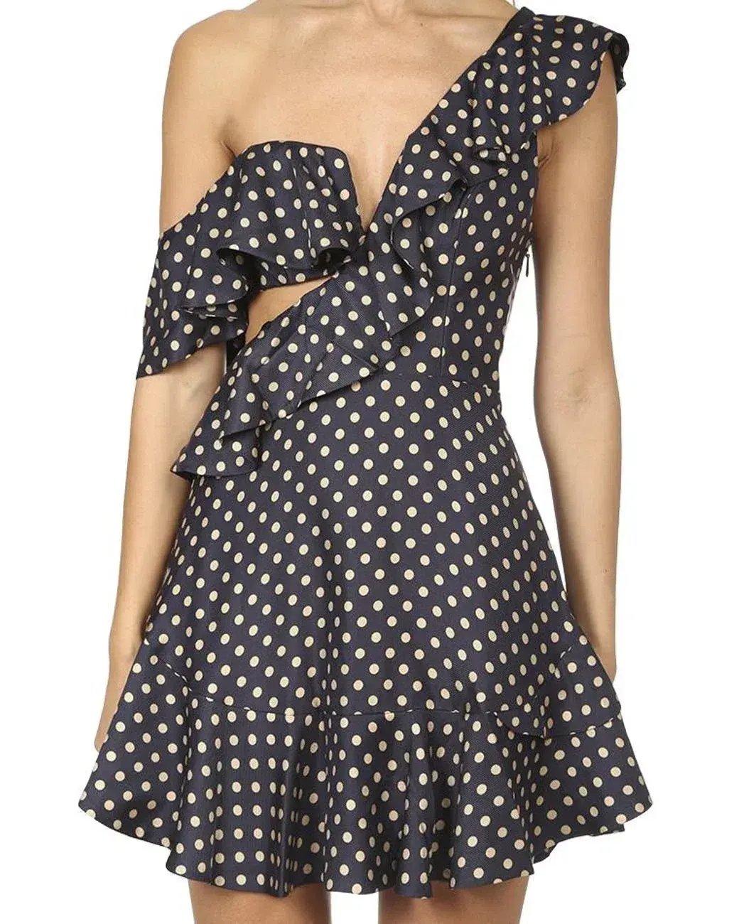 Zimmermann Rife Flounce Mini Dress Navy/Mustard Print Size 6 photo 4
