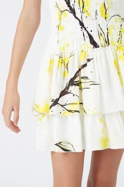 Aje Mimosa Shirred Ruffle Mini Dress Print Size 8 photo 3