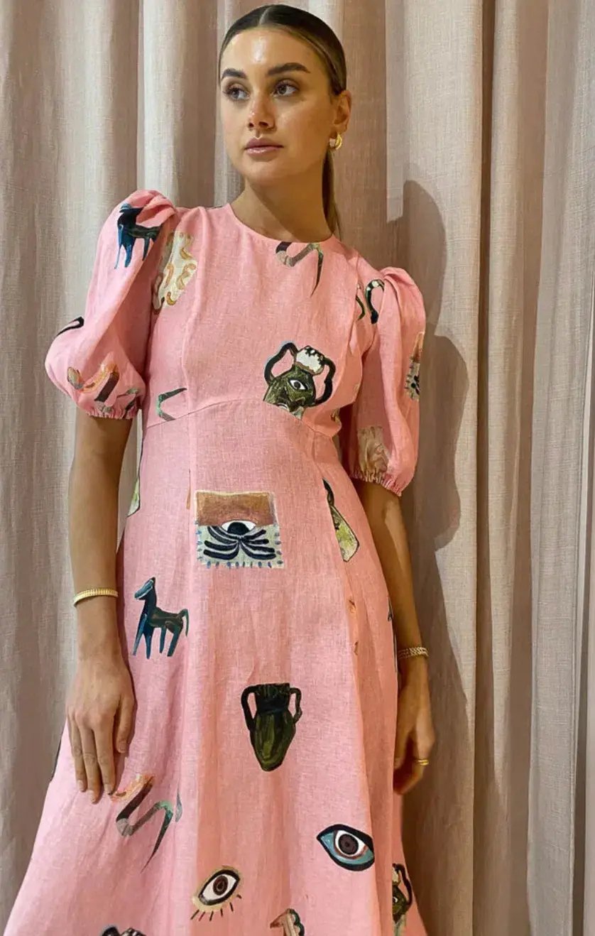 Alemais Cleo Midi Dress Pink Size 8 photo 2