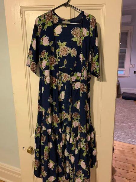 Leonard St Maxi Wrap Dress in Beetle & Protea Print Size 8 photo 3