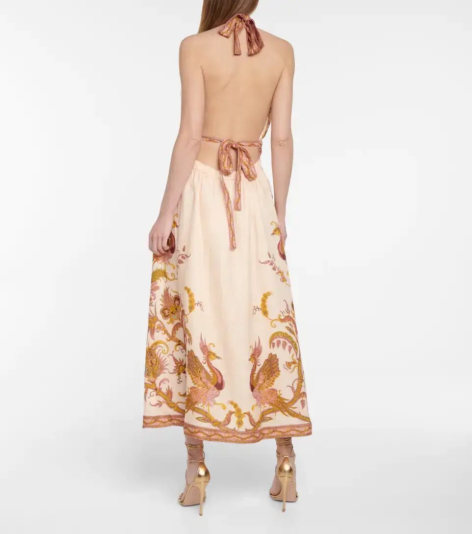 Zimmermann Cassia Halterneck Floral Dress Cream Bird Floral Size 0 / AU 8 photo 2