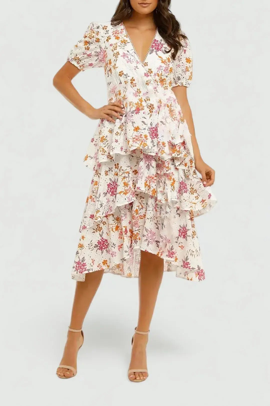Talulah Jasmine Vines Midi Dress in Jasmine Vines Print Size 6 photo 2