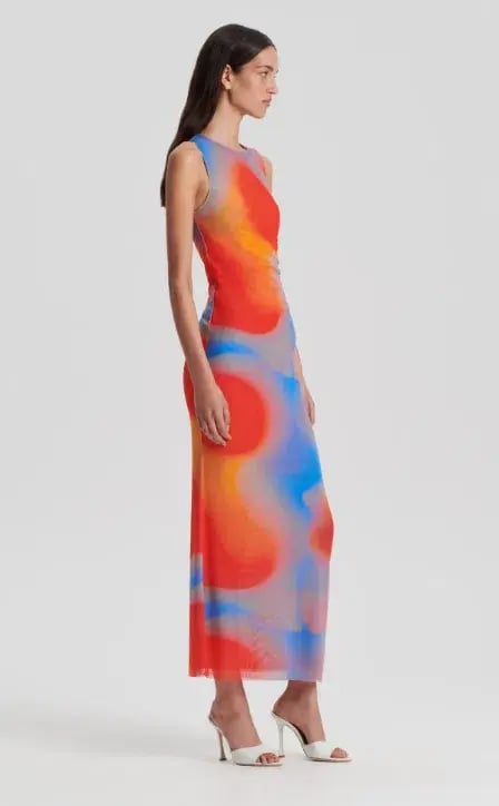 Scanlan Theodore Italian Watercolour Print Dress Blue/Red Size 6 photo 2