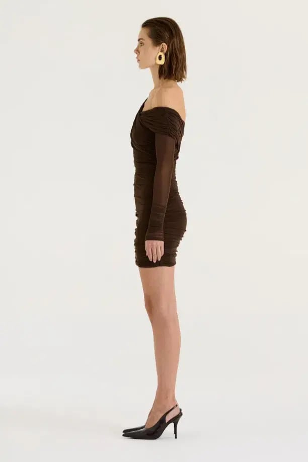 Henne Paris Mini Dress Chocolate Size AU 8 photo 2
