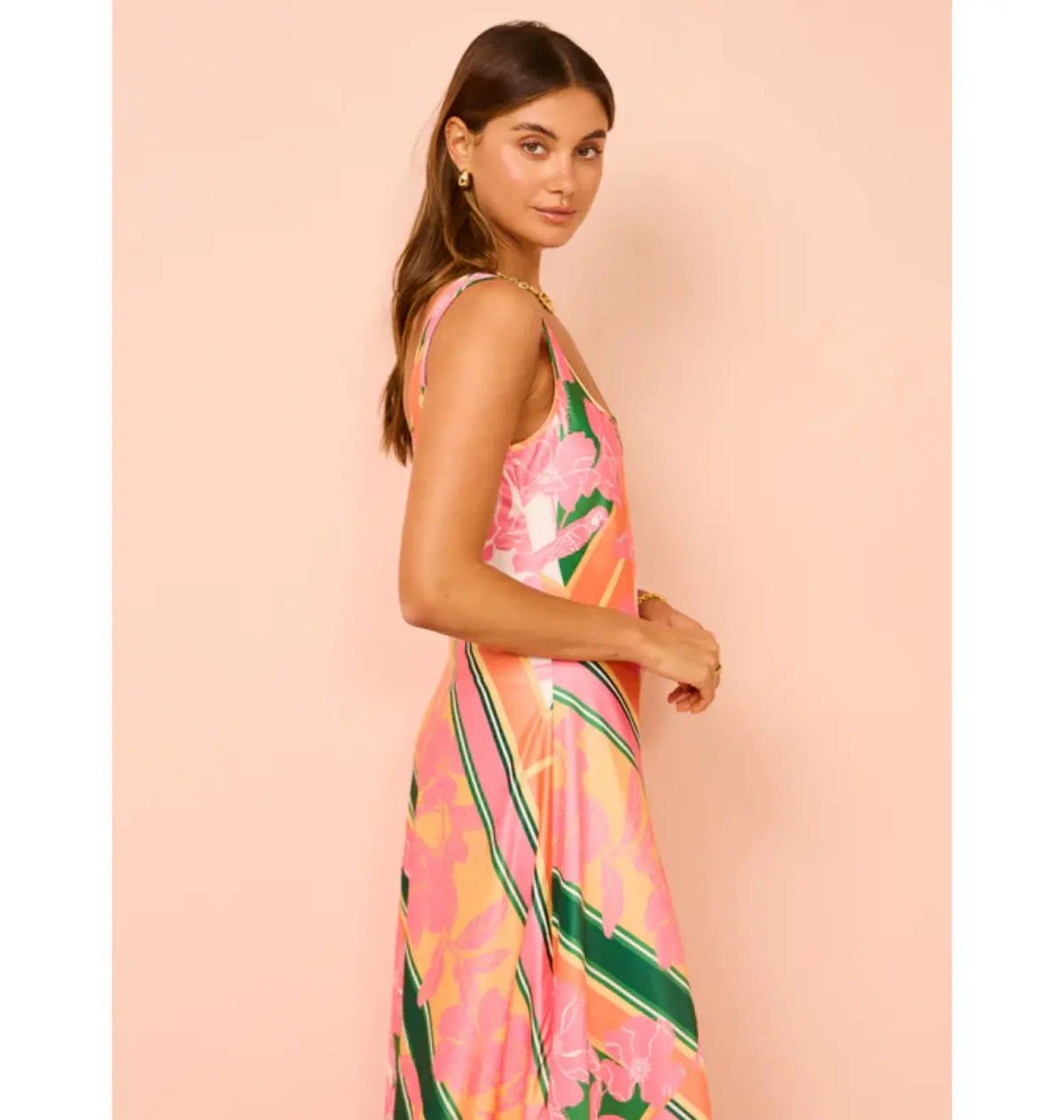 By Nicola Beneath The Stars Bias Cut Slip Dress in Rio Floral Size AU 16 photo 2