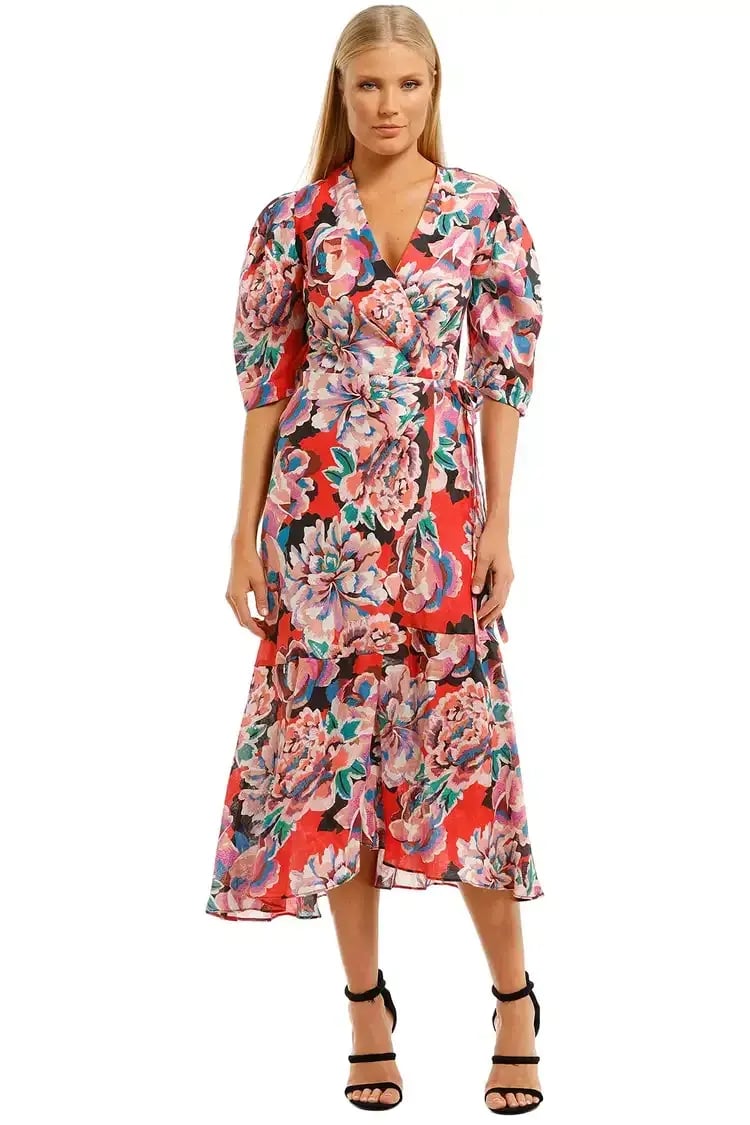 Ginger & Smart Flourish Wrap Midi Dress Floral Size 14 photo 2