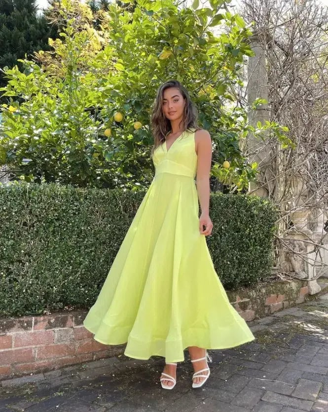 Sheike Audrey Dress Yellow Green Size 8 photo 4