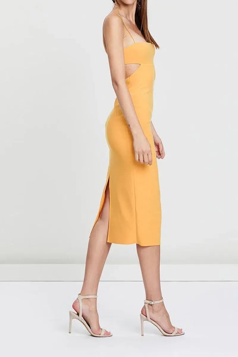 Bec and Bridge Elle Cut Out Midi Dress Yellow Size 6 photo 2