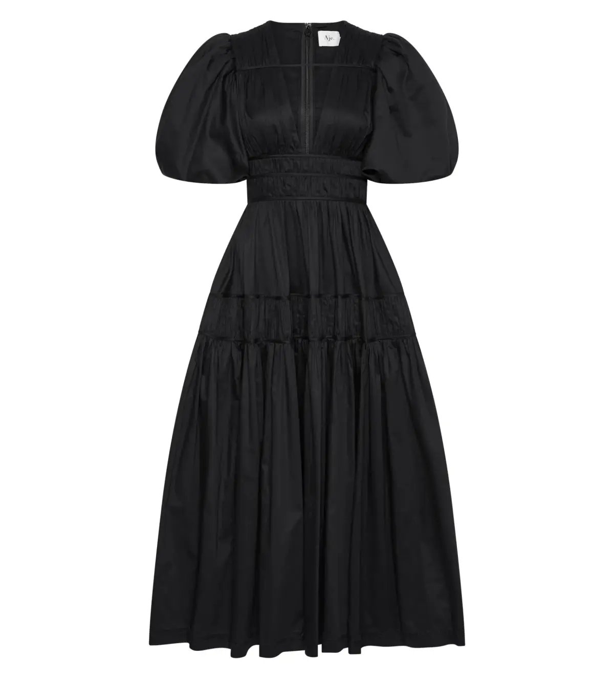Aje Fallingwater Ruched Midi Dress Black Size XXL/AU 16 photo 8