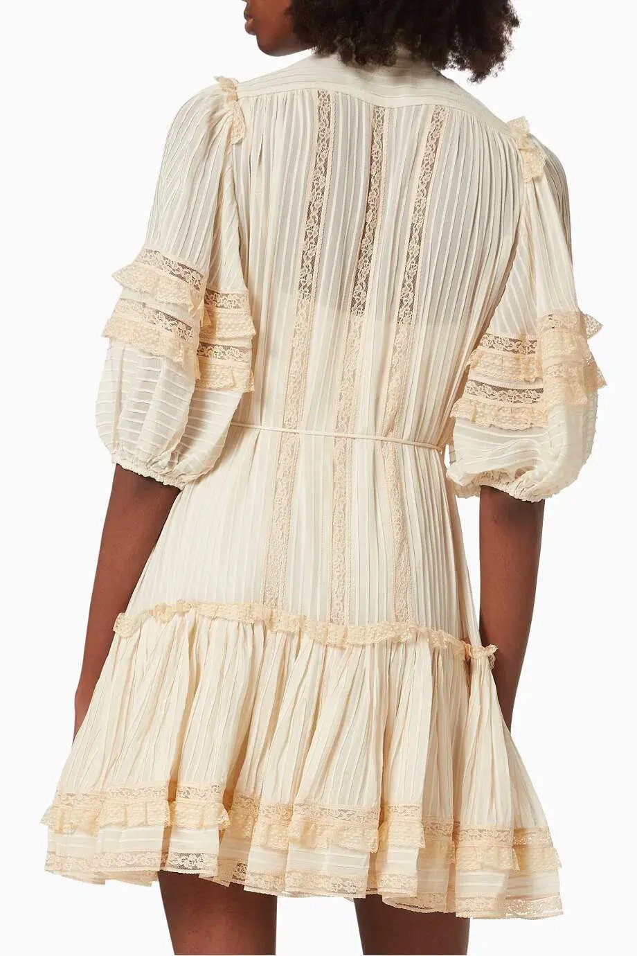 Zimmermann Concert Pintucked Mini Dress Cream Size 0/AU 8 photo 2