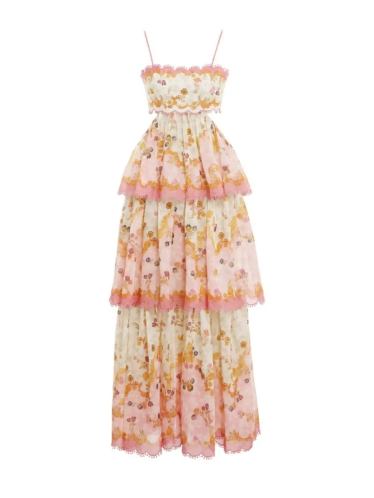 Zimmermann Laurel Frill Cotton-Blend Midi Dress Floral Size 2 / AU 12 photo 4