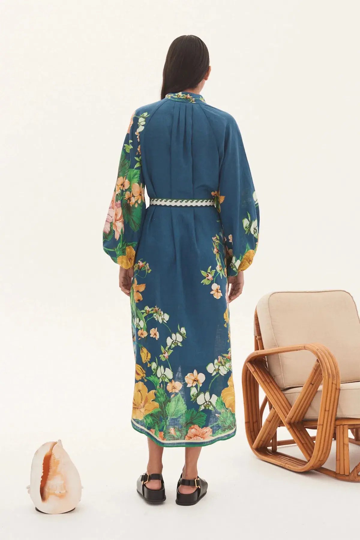 Alemais Lyla Linen Shirt Dress Floral Size 10 photo 3