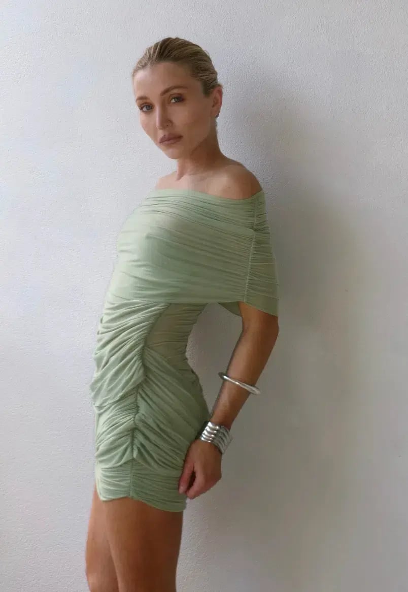 Benni Otto Mini Dress in Pistachio Green size 8 photo 2