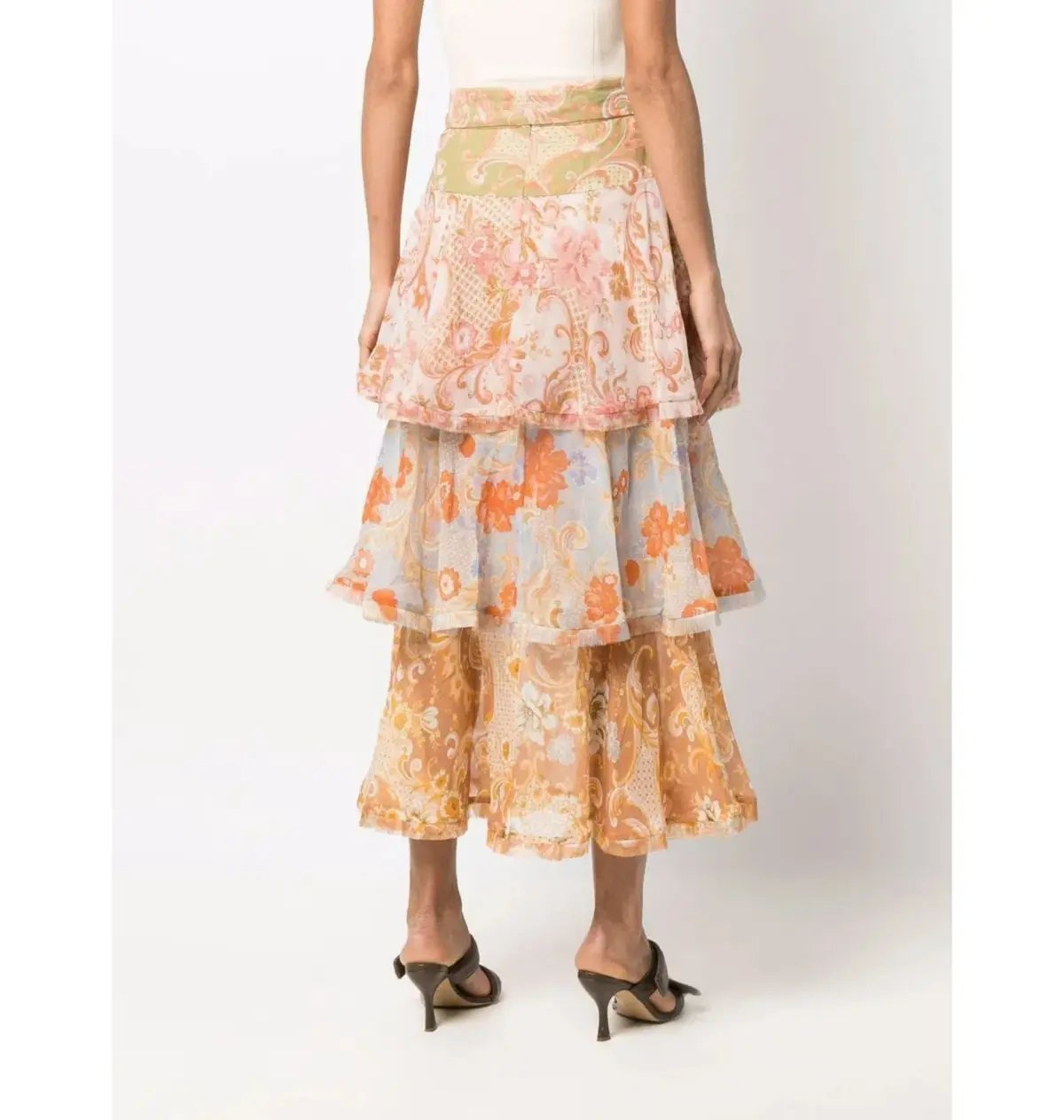 Zimmermann Postcard Ruffled Mini Skirt Mixed Swirl Floral Size 0P / AU 6 photo 2