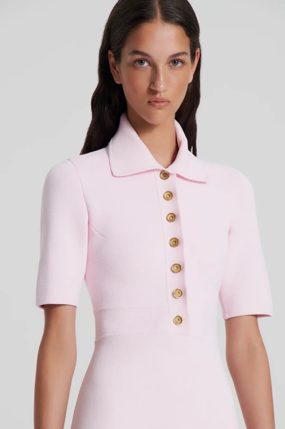 Scanlan Theodore Crepe Knit Button Collar Mini Dress Angel Size M / Au 10 photo 4