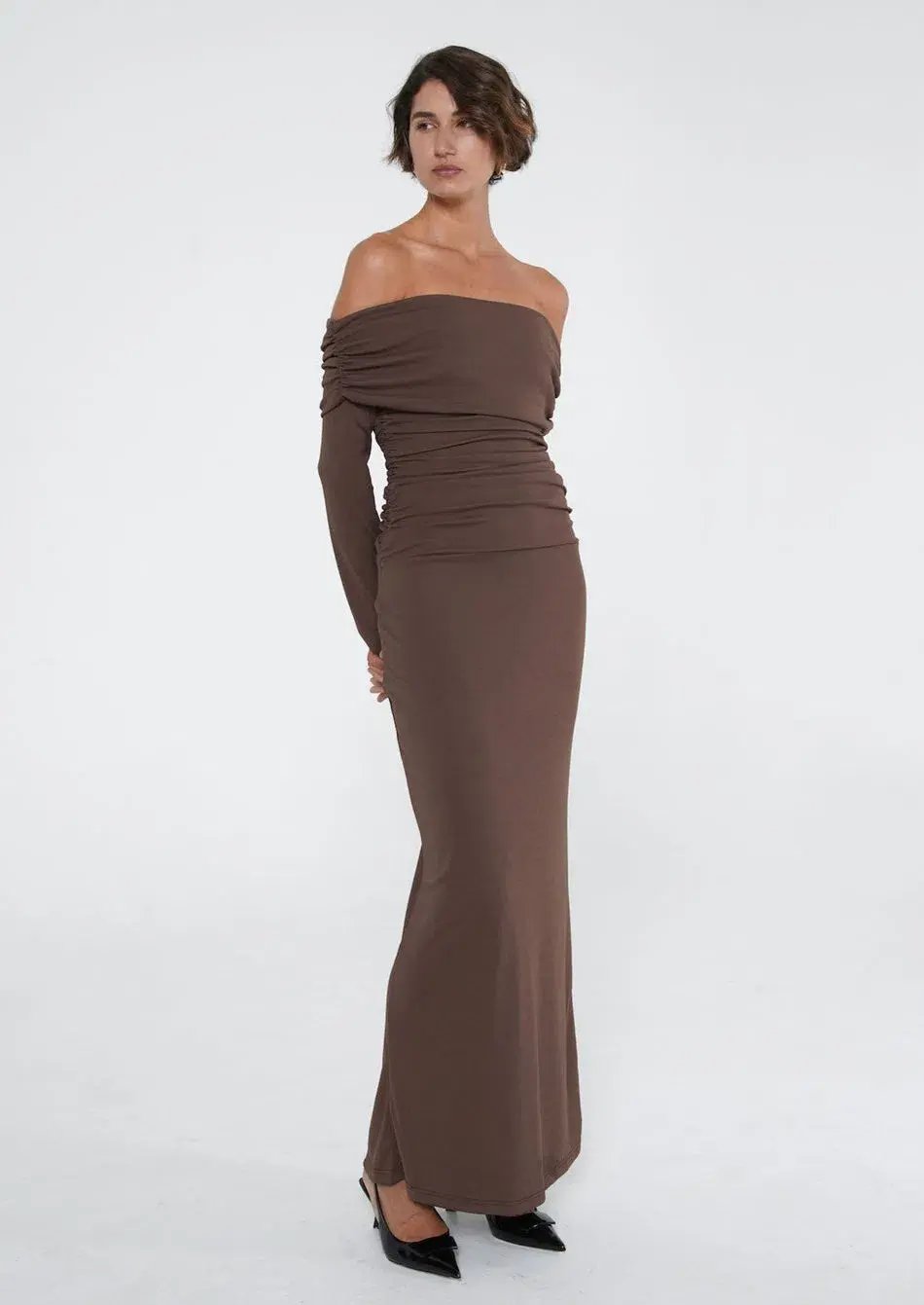 Benni Lorena Maxi Dress Ash Brown Size 8 photo 2