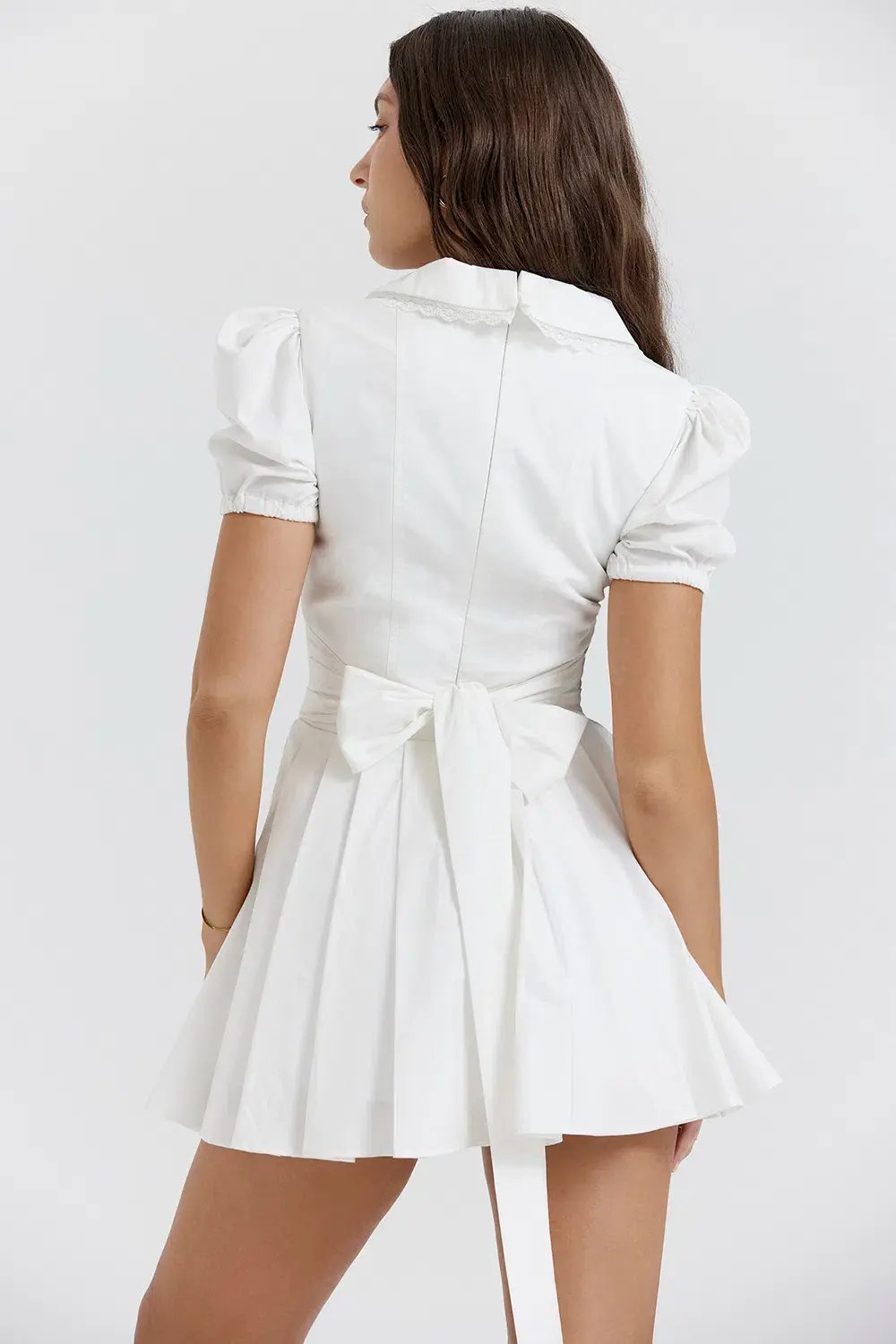 House of CB Piera Collar Pleated Mini Dress in White  Size S/Au 8 photo 4