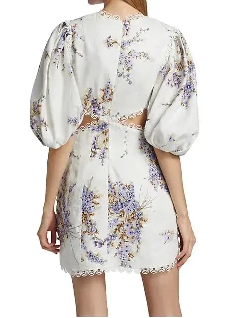 Zimmermann Jude Cut Out Mini Dress Floral Size 2/ Au 12 photo 3