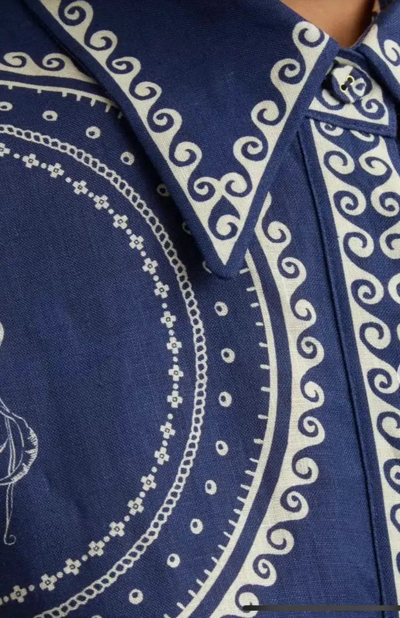 Alemais Oceane Linen Shirt Dress Blue Size 10 photo 5