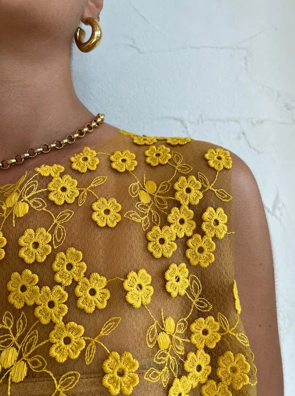 Rumer Rosella Crop and Skirt Set in Yellow Size 6 photo 4