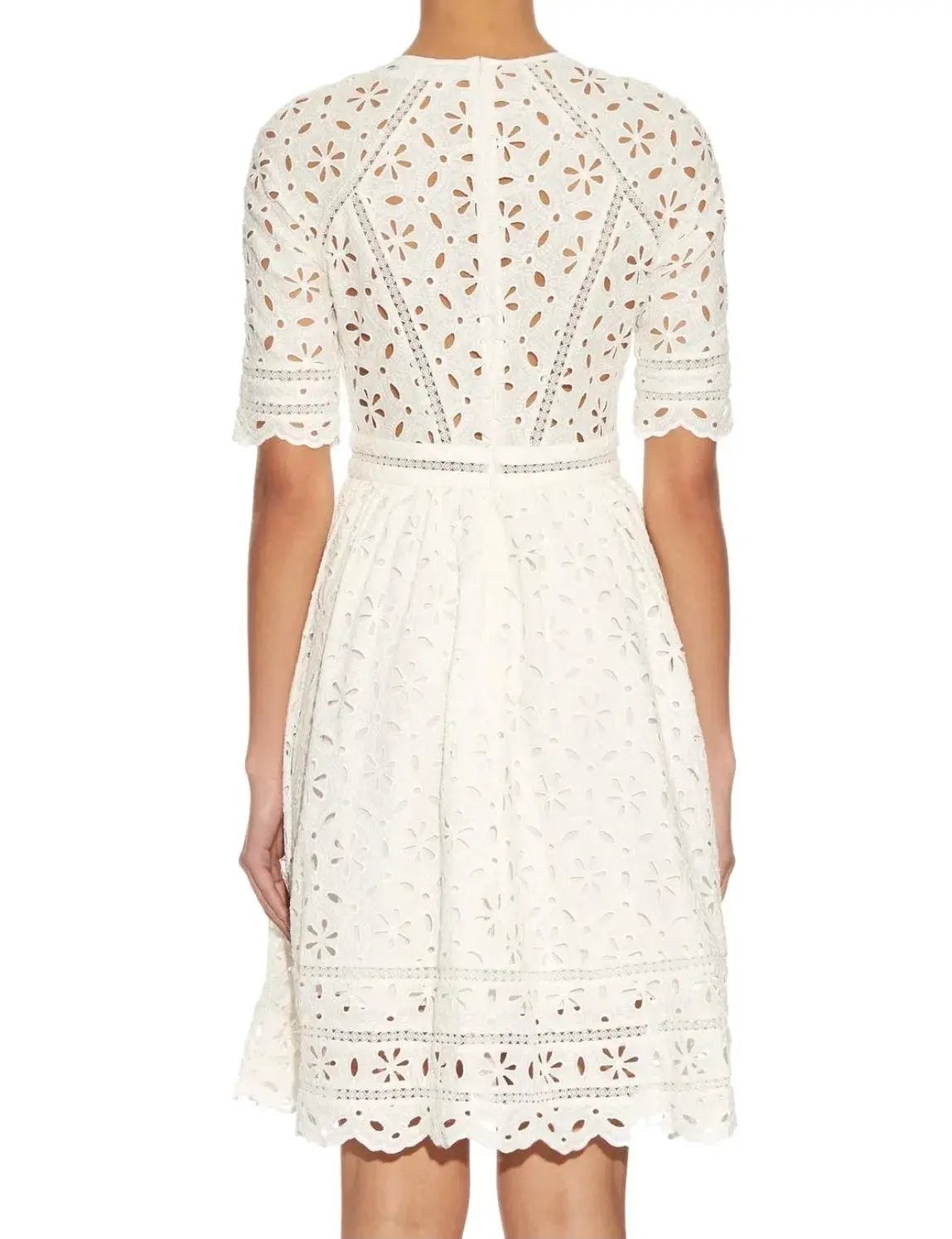 Zimmermann White Rosa Broderie Day Dress White/Ivory Size 12 photo 4