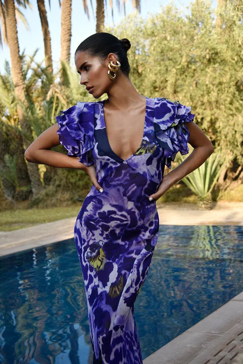 Rat & Boa Lucille Maxi Dress Purple Floral Size XS / Au 6 photo 2