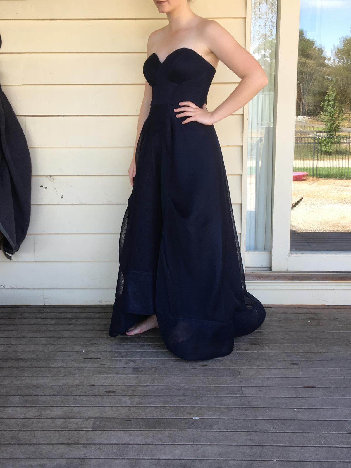 Bariano Strapless Navy Gown Size 8 photo 2