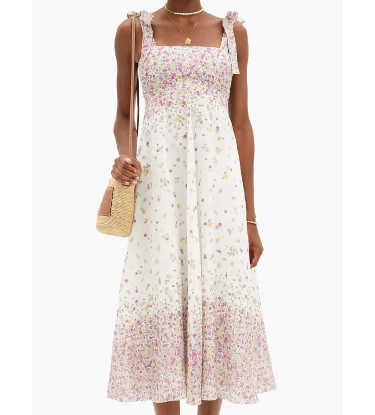 Zimmermann  Linen Carnaby Tie Shoulder Midi Dress in white Size AU 6 photo 2