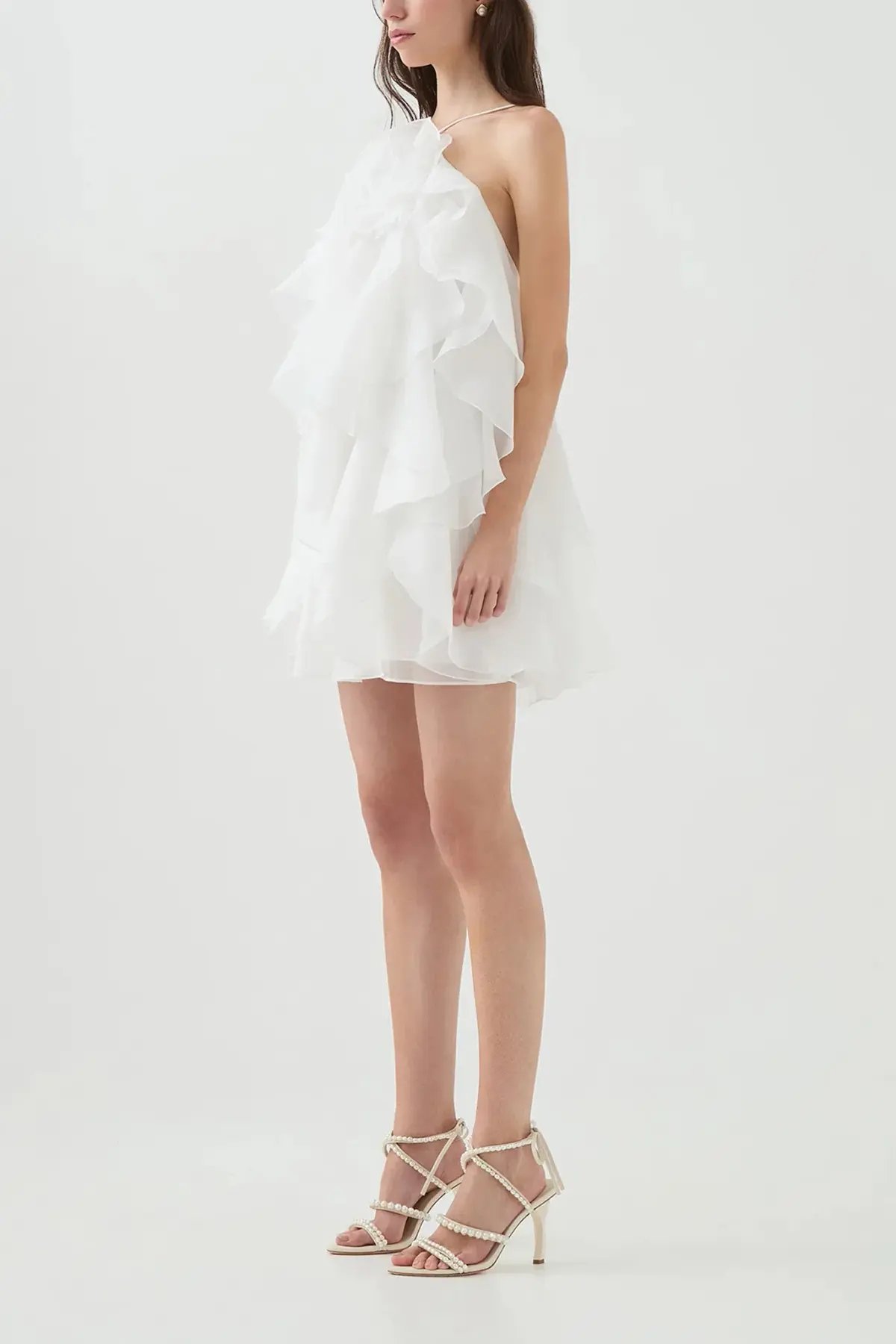 Aje Pandorea Layered Mini Dress in Ivory Size AU8 photo 4