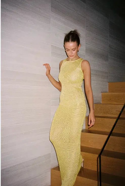 Asta Resort Natalia Maxi Dress in Chartreuse Sequin Size 8 photo 2