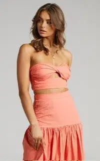 RUNAWAY THE LABEL - AYLA MAXI SKIRT & CROP IN SUNSET SHOWPO photo 2