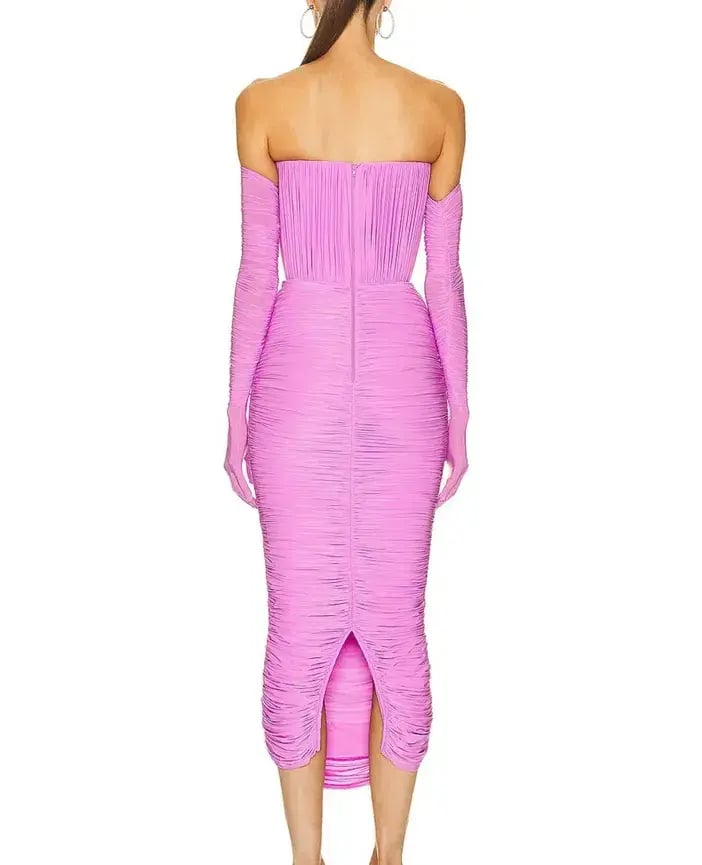 Alex perry long ruched dress with gloves size 6 photo 2