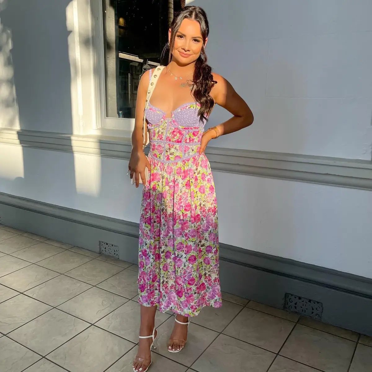 For Love And Lemons Martina Midi Dress Floral Size 8 photo 4
