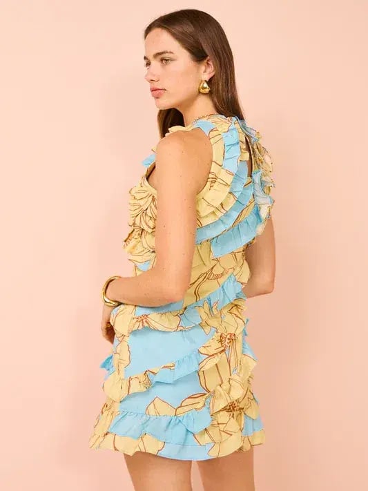 Issy Multi Frill Mini Dress in Summer Print Size 10 photo 3