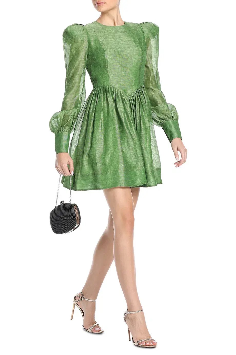 Leo Lin Elena Structured Shoulder Mini Dress in Tropical Green Size 10 photo 2