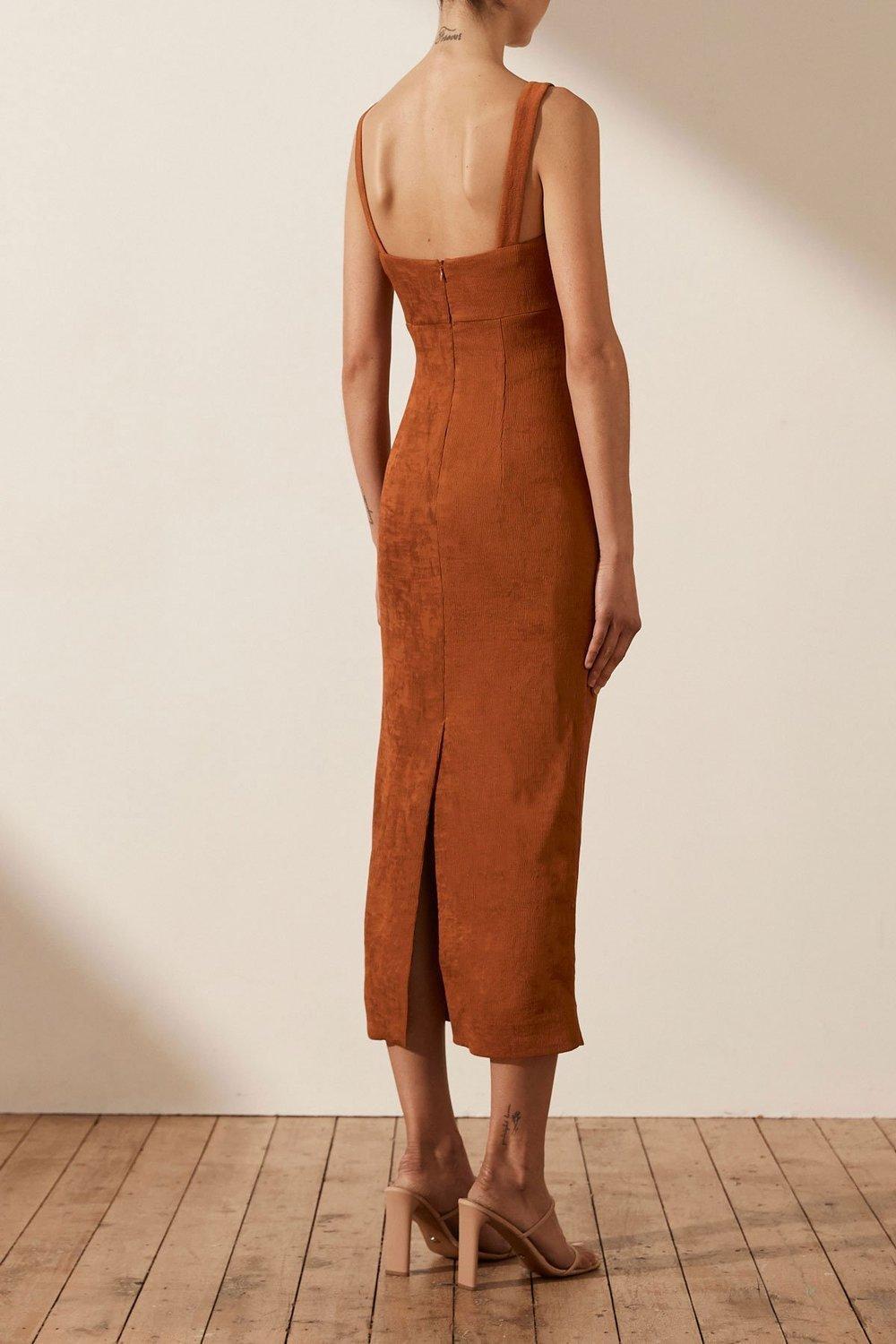 Shona Joy Simone Fitted Cut Out Midi Dress Terracotta photo 3