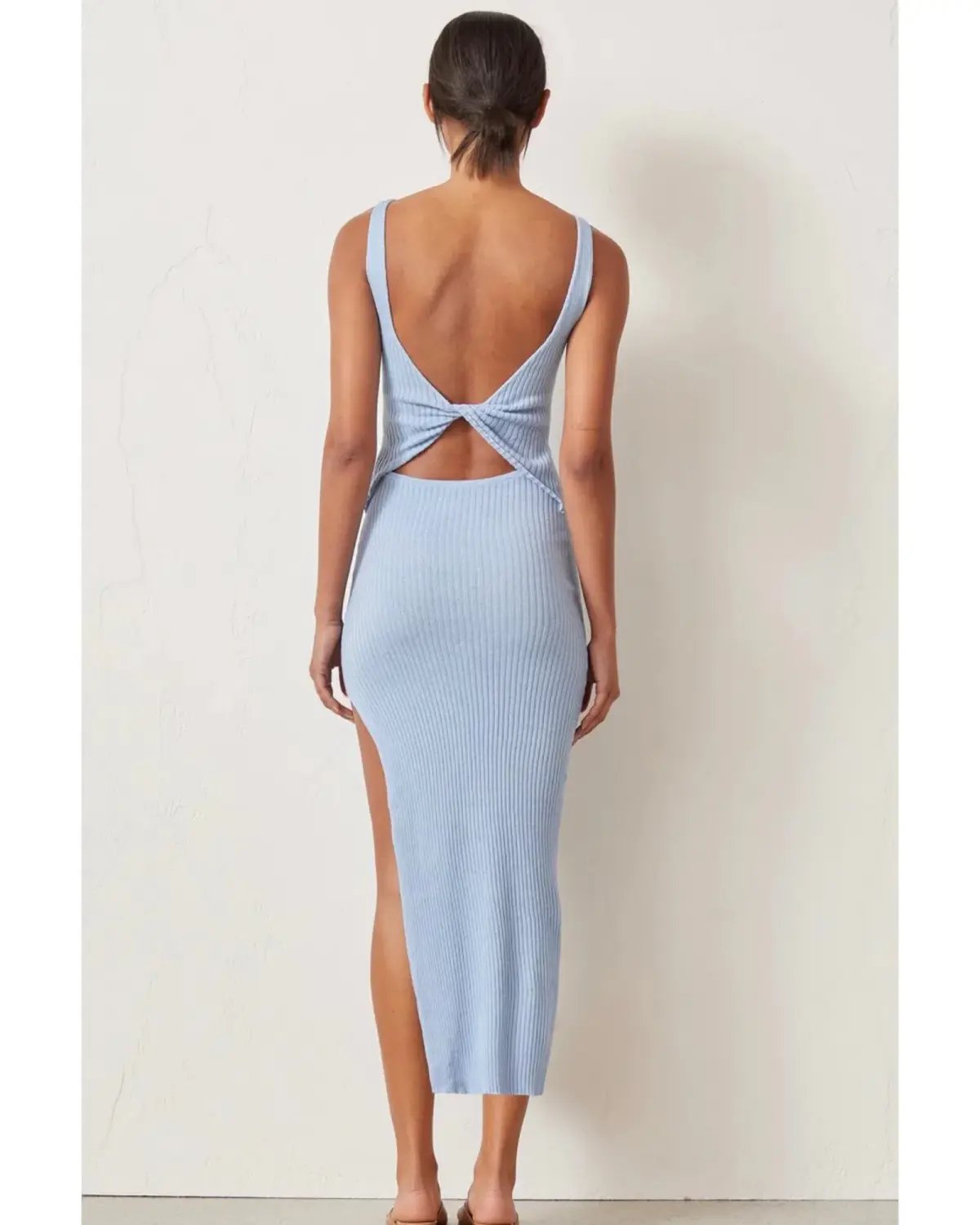 Bec & Bridge Riviera Knit Midi Dress Sky Blue Size AU 6 photo 3