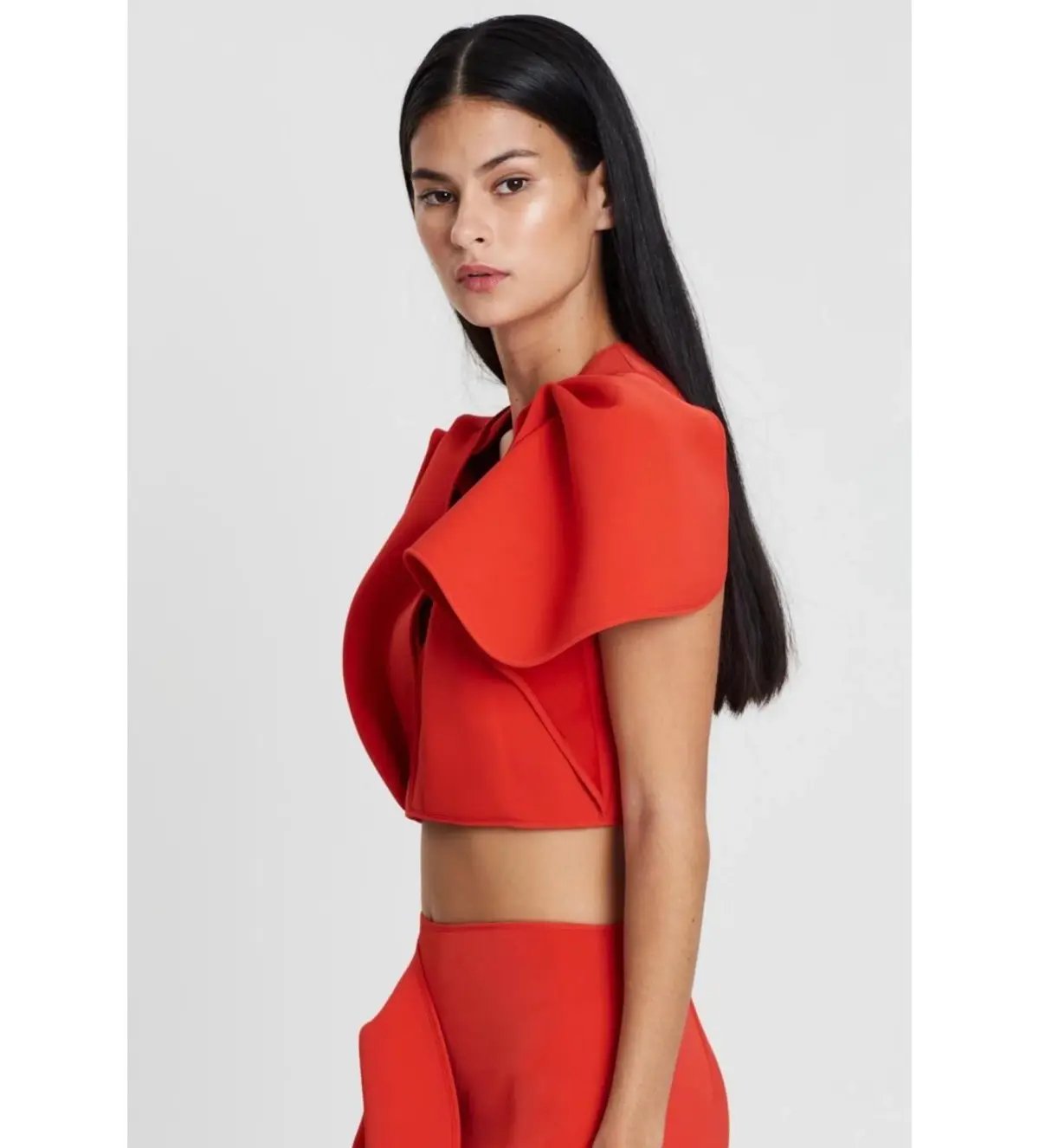 Acler Crawford Top and Ruffle Midi Skirt Set Tangerine Red Size AU 8 photo 5