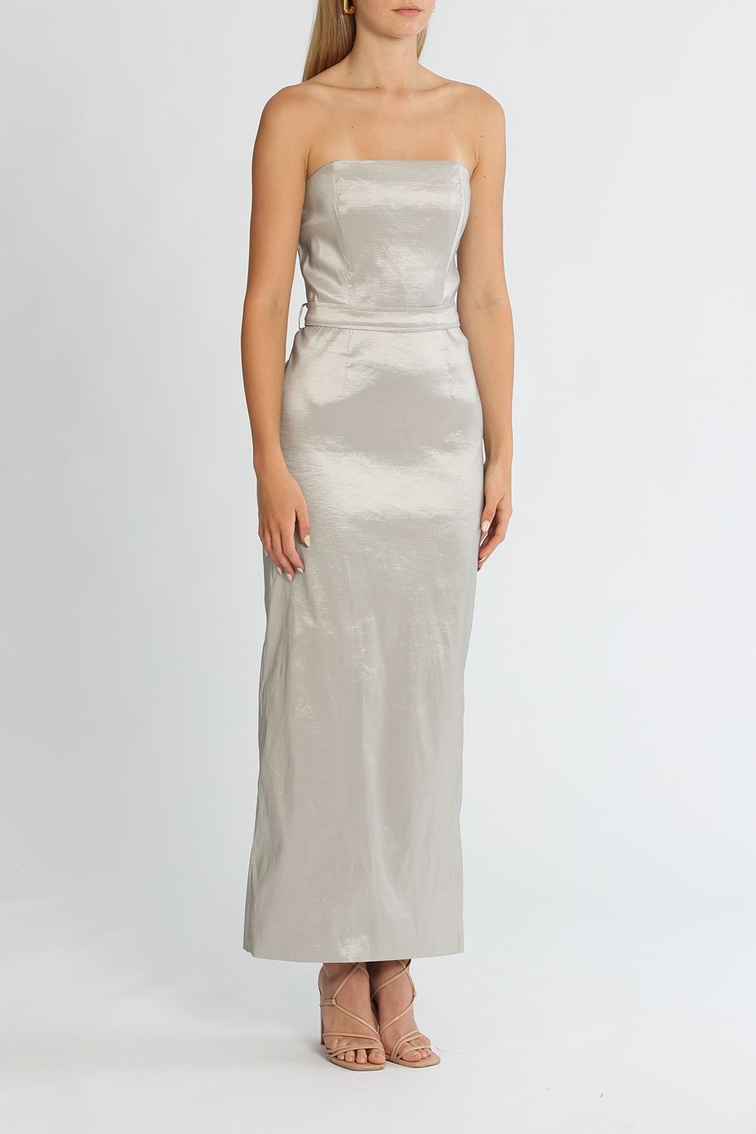 Fitted Strapless Dress - Silver photo 2